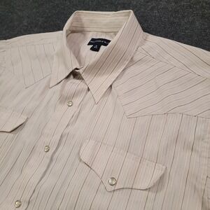 Panhandle Slim Men Western Shirt XL 17.5 Short Sleeve Pearl Snap Stripe